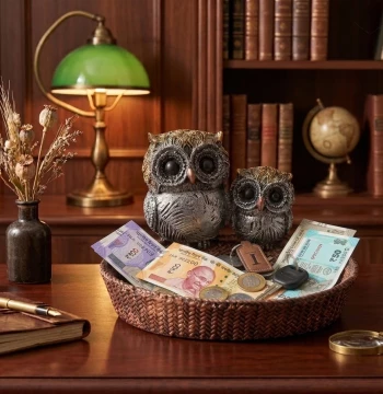 Owl Family Decorative Tray – Antique Finish Trinket Bowl