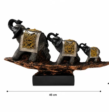 Elephant Family Showpiece – Raised Trunk Trio on Base