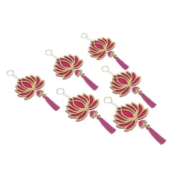 Lotus Wall Hanging - Pink & Gold Decorative Hanging with Tassel