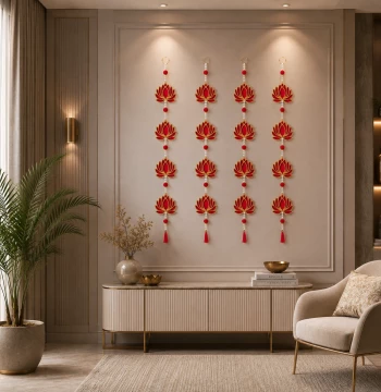 Lotus Long Line Hangings - Set of 4 Pearl Latkans for Door & Wall