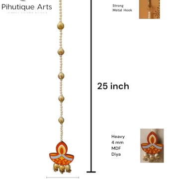 Diya Wall Hanging with Bead Balls - Set of 2 Festive Latkans